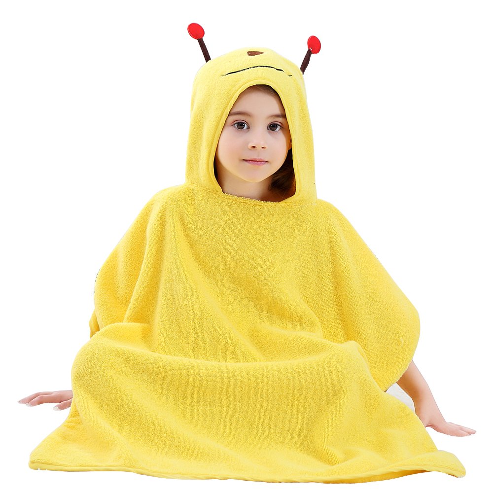 JIAN YA NA Serviettes Kids'Bath Strandkorb Poncho Animal Mignon 100% Coton à Capuche Cape Poncho pour 1-6 Ans CONFIRMÉ Tout-Petits Enfants Quick Dry (Blanc (Vache)) 27 "x55 Blanc (Vache)