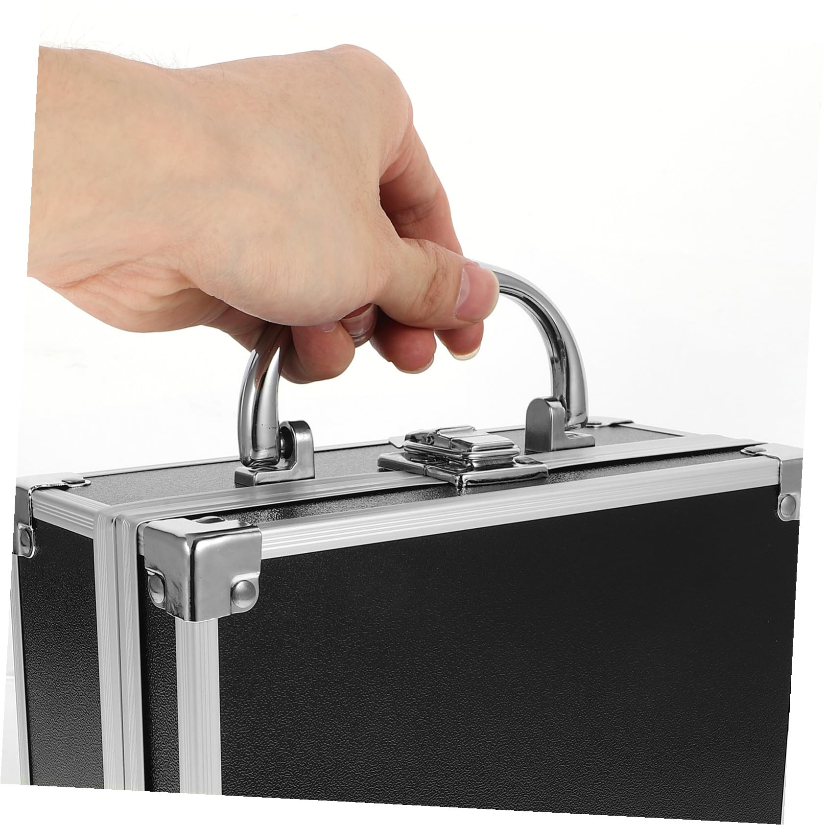 Valigetta Cosmetici Portatile in Lega di Alluminio Nera Organizer Compatto per Trucco e Accessori Custodia da Viaggio Elegante e Versatile per Professionisti e Uso Quotidiano