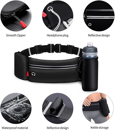 Miniatura 2 de Cinturón de hidratación para correr para mujeres, hombres y correr, con soporte plegable para botella de agua para caminar, sin rebote ajustable,