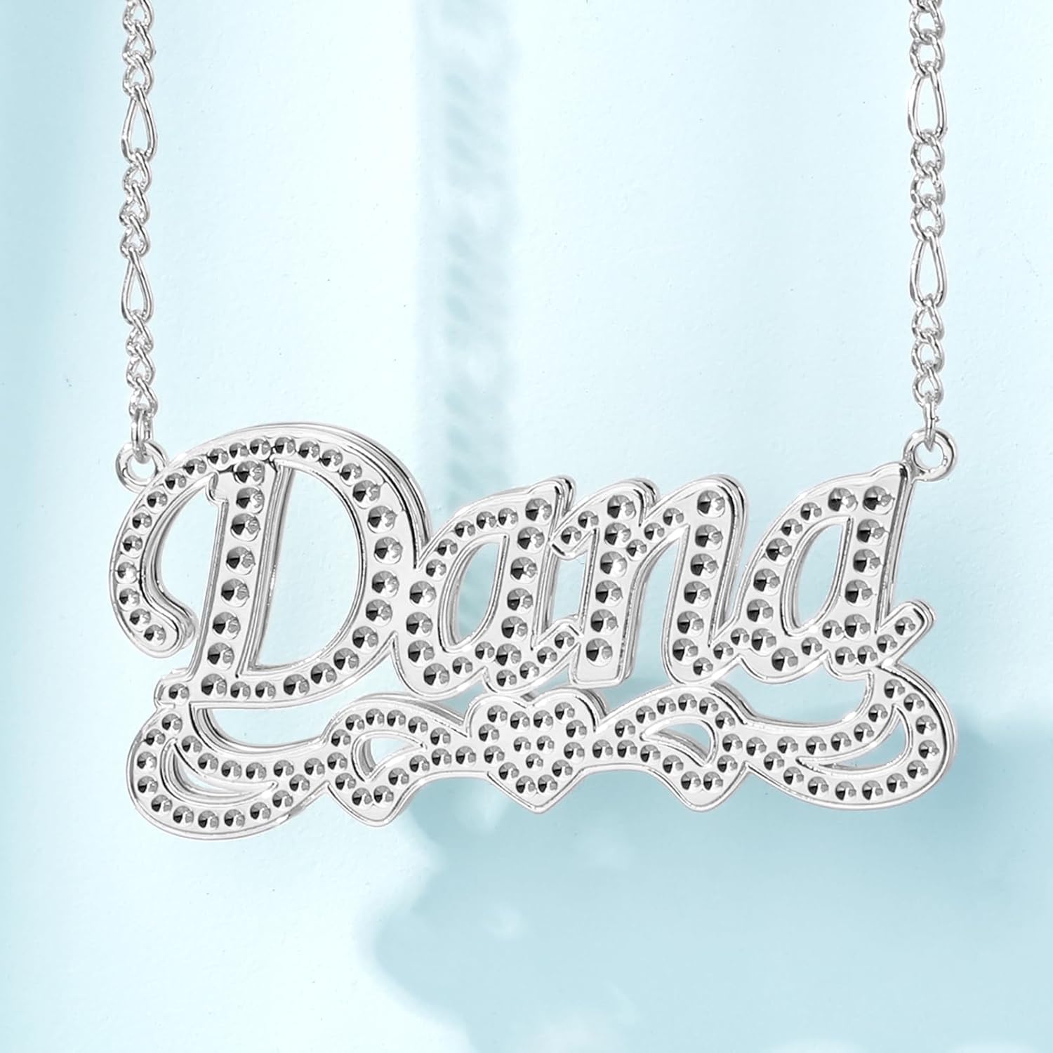 Drawelry Personalized Name Necklace Two Tone 18K Gold Plated Double Heart Pendant Custom Nameplate Jewelry Valentine's Gift for Women Men Couples Anniversary Birthday Gift