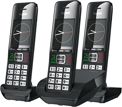 Gigaset Comfort 552 Trio - 3 Cordless Phones - Made in Germany - Elegant Design - Hands-Free Mode - Comfort Call Protection - Phone Book for 200 Entries, Titanium-Black