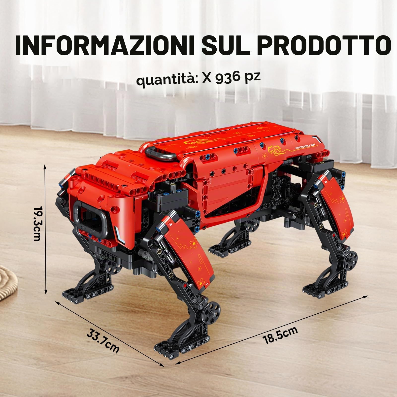 Mould King 15067 Robot a quattro zampe Dog Power Module Building Block Kit, APP RC Meccanico Intelligente Robot Programmabile Educativo STEM Toy Clamping Kit di Costruzione Modello 936PCS