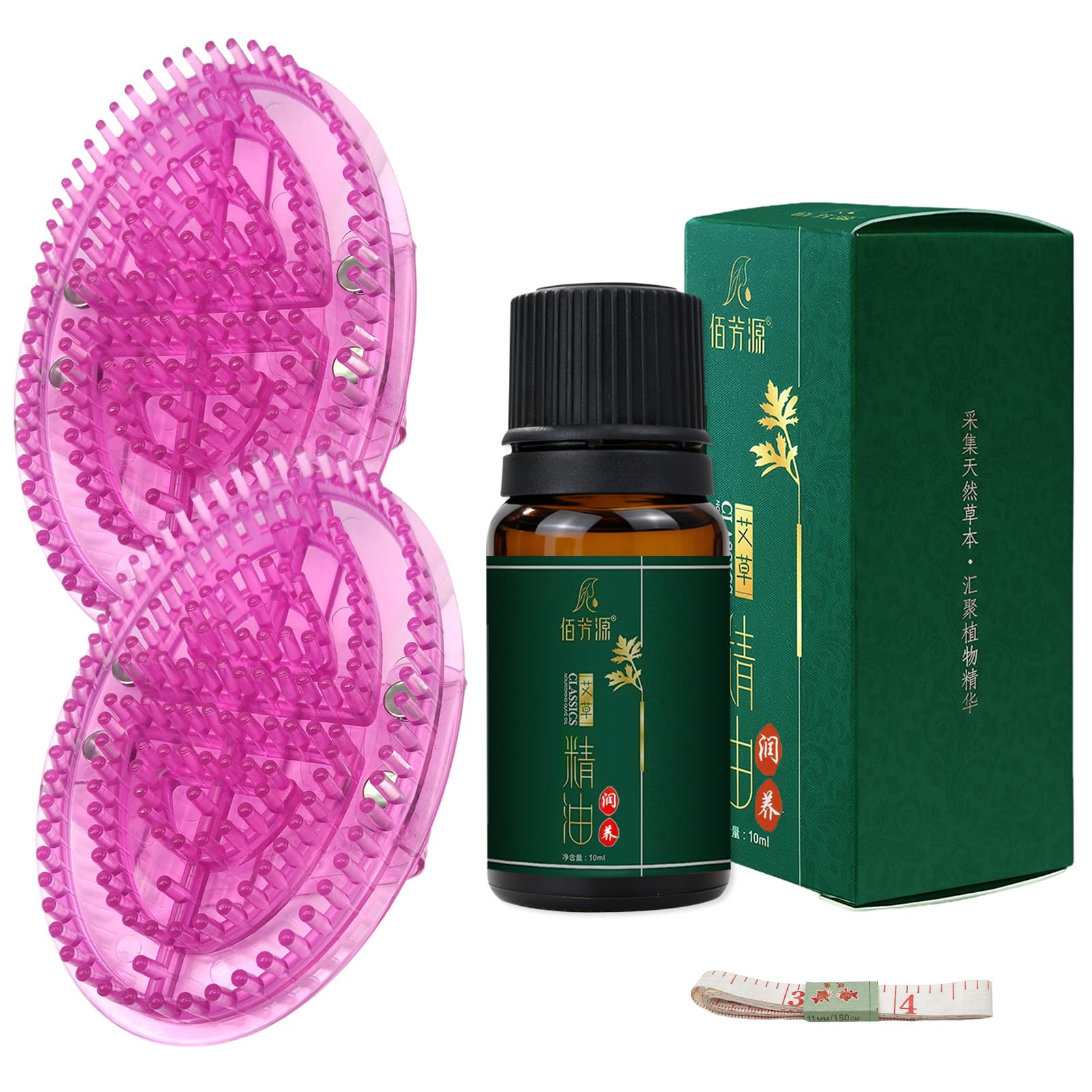 Brosse Méridienne,2 Pièces Brosse de Massage,Huiles Essentielles,Ruban à Mesurer,Peigne de Relaxation Complet du CorpsUtilisé pour Masser les Méridiens,Amincir et Modeler le Corps (Violet-Armoise)