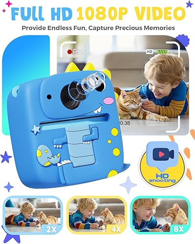 Miniatura 4 de Pussan Cámara de impresión instantánea para niños, cámara de pantalla de 2.4 pulgadas, impresión instantánea para niños de 3 a 12 años, juguetes de