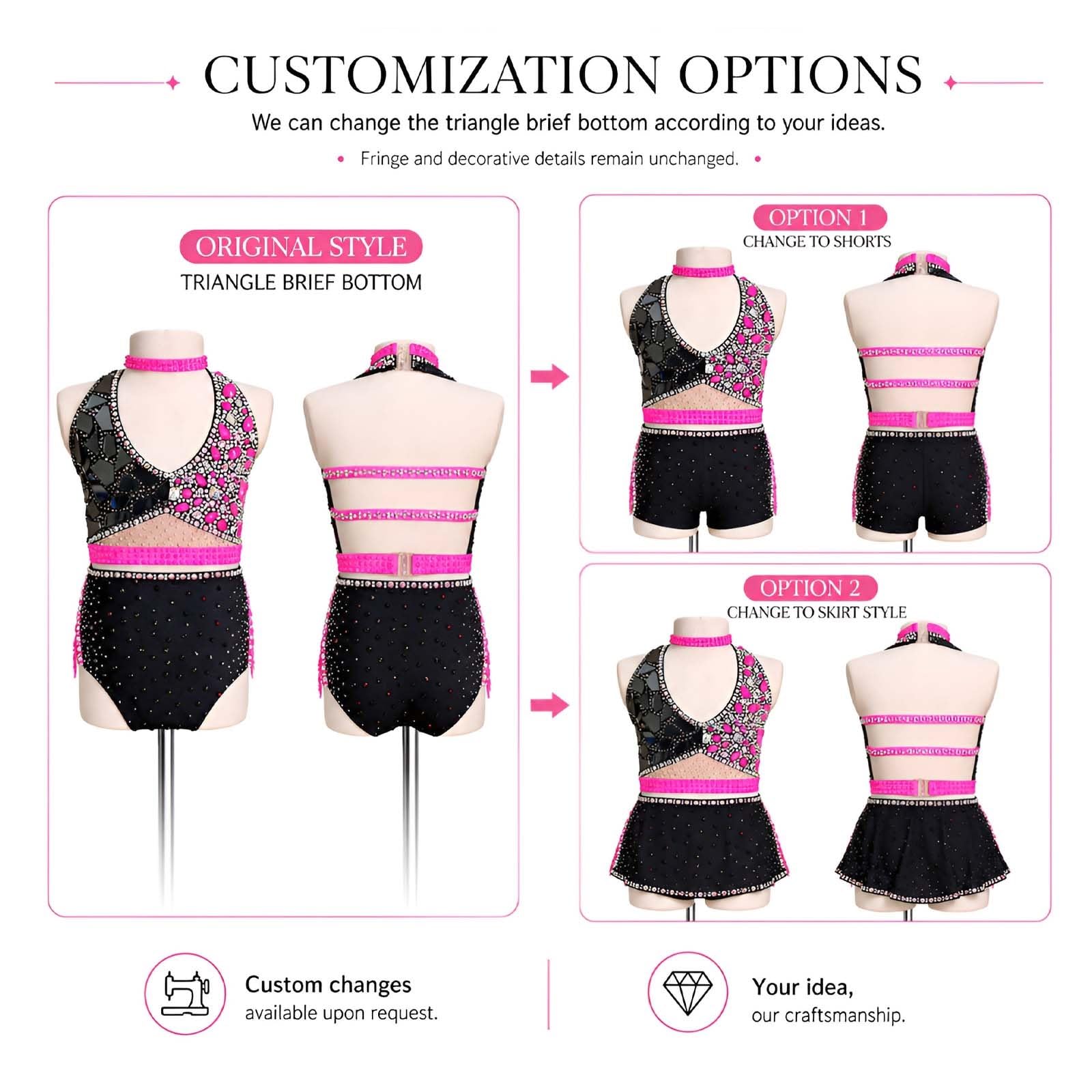 Lyrisches Tanzkostüm für Damen Zweiteilig mit Stehkragen und Strass | Modernes Tanzoutfit, Elastischer Spandex mit Atmungsaktivem Mesh und Großen Kristallen, Riemenrücken für Wettbewerb