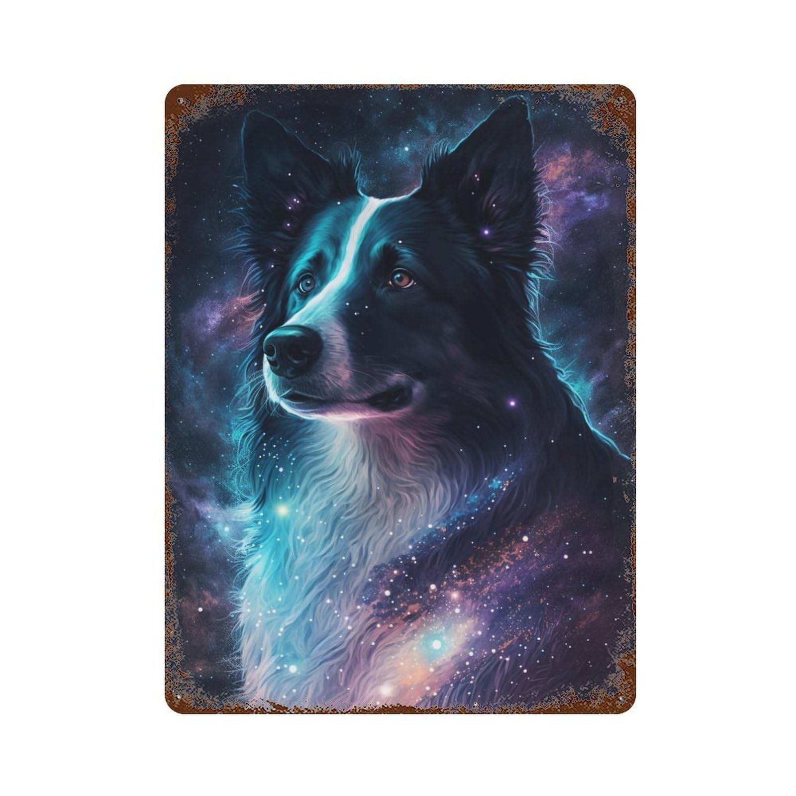 Cosmic Canine Aurora Vintage Rust Metal Sign 15.7"x11.8", Ideal for Cafe, Home Bar And Lounge Decor