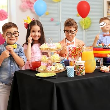 6 Pack Black Polyester Tablecloths,147 x 259 cm Table Covers
