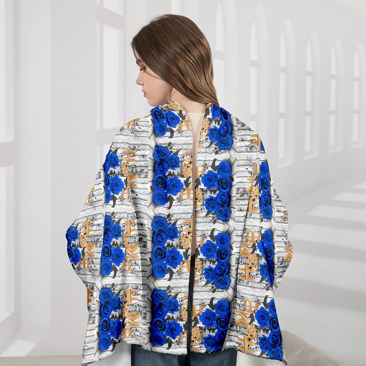 Homemissing Manta de forro polar con mangas para mujeres, hombres, adultos y niños, 50 x 50 pulgadas, manta cálida y acogedora para flores de jardín, manta de manga súper suave con brazo, granja