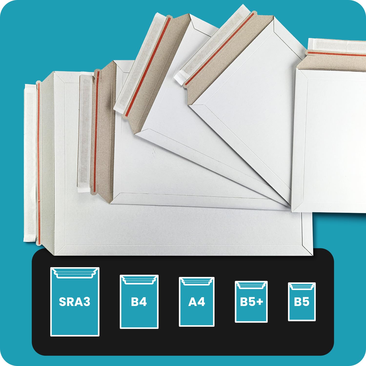 Netuno 100 sobres de cartón SRA3 320×455 mm blancos 450 g cierre autoadhesivo sin ventana para documentos grandes catálogos y calendarios