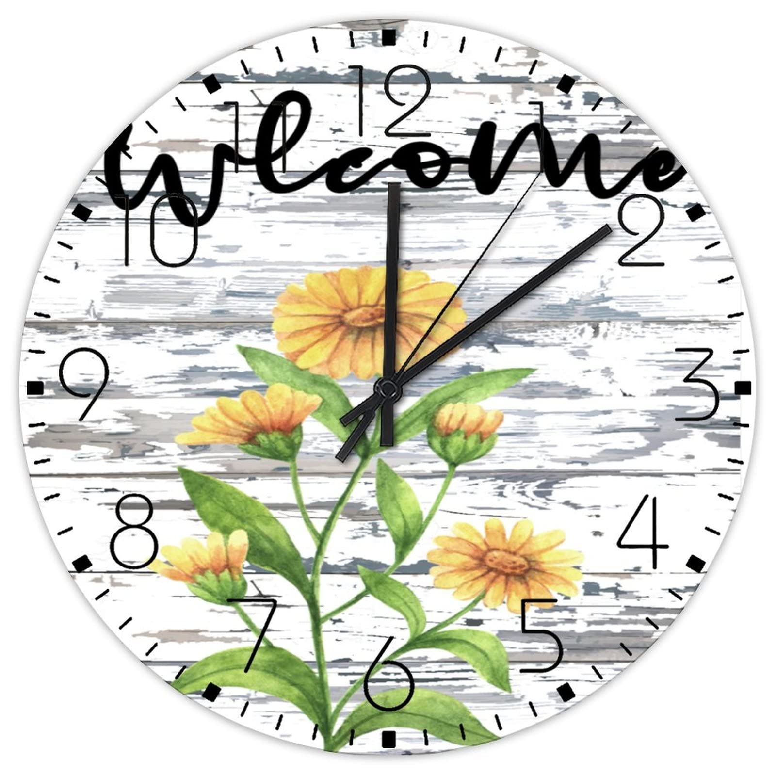 Horloge murale ronde fleurie pour une ambiance bucolique dans la cuisine