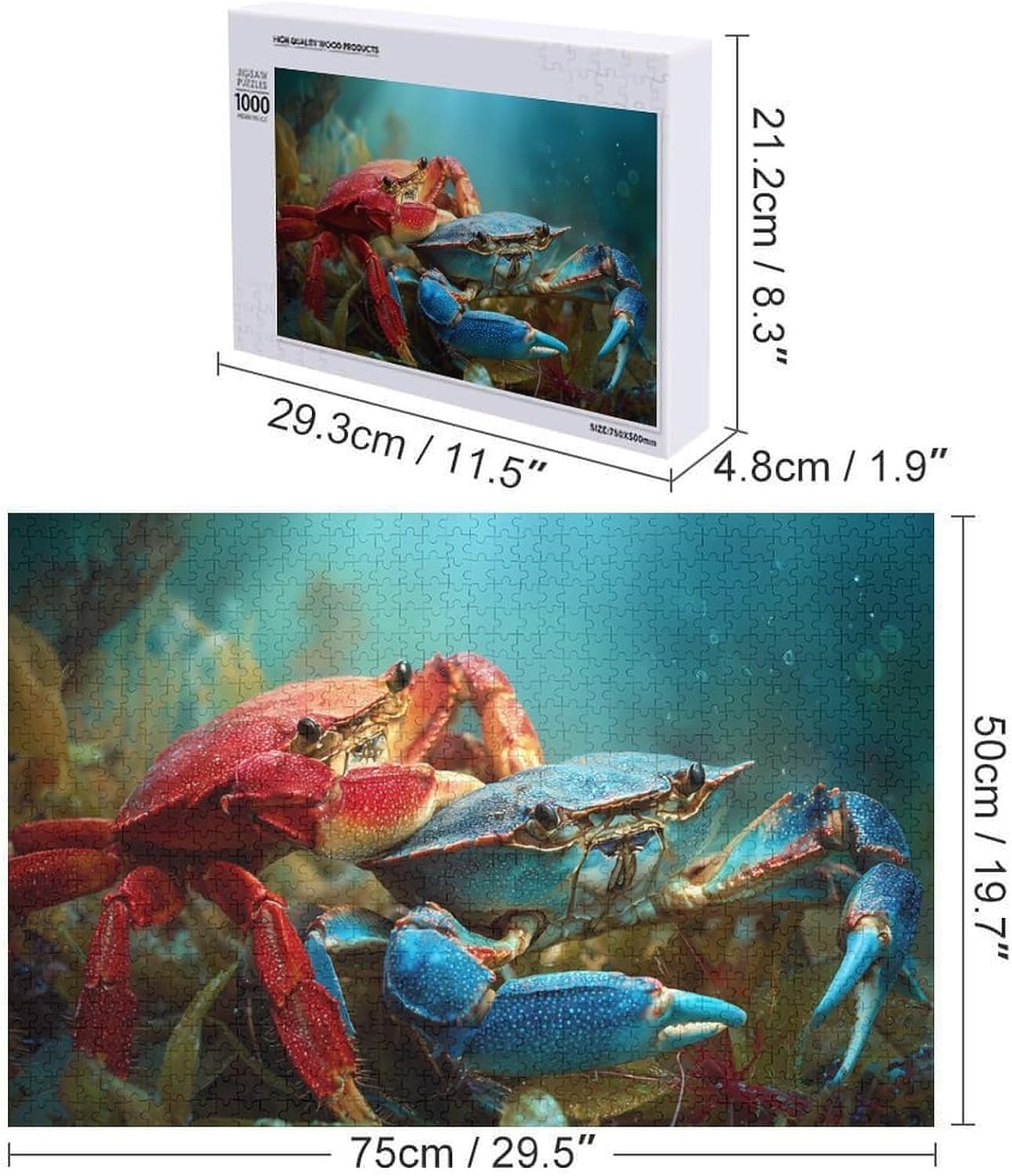 Crab Underwater Ocean Puzzles for Adults 1000 PCS Wooden Jigsaw Puzzle Wall Decor Christmas
