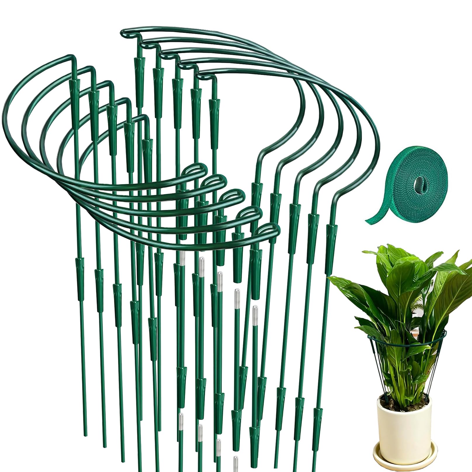 10Pcs Plant Support Stakes 25×30/60cm Adjustable Metal Garden Plant Stakes