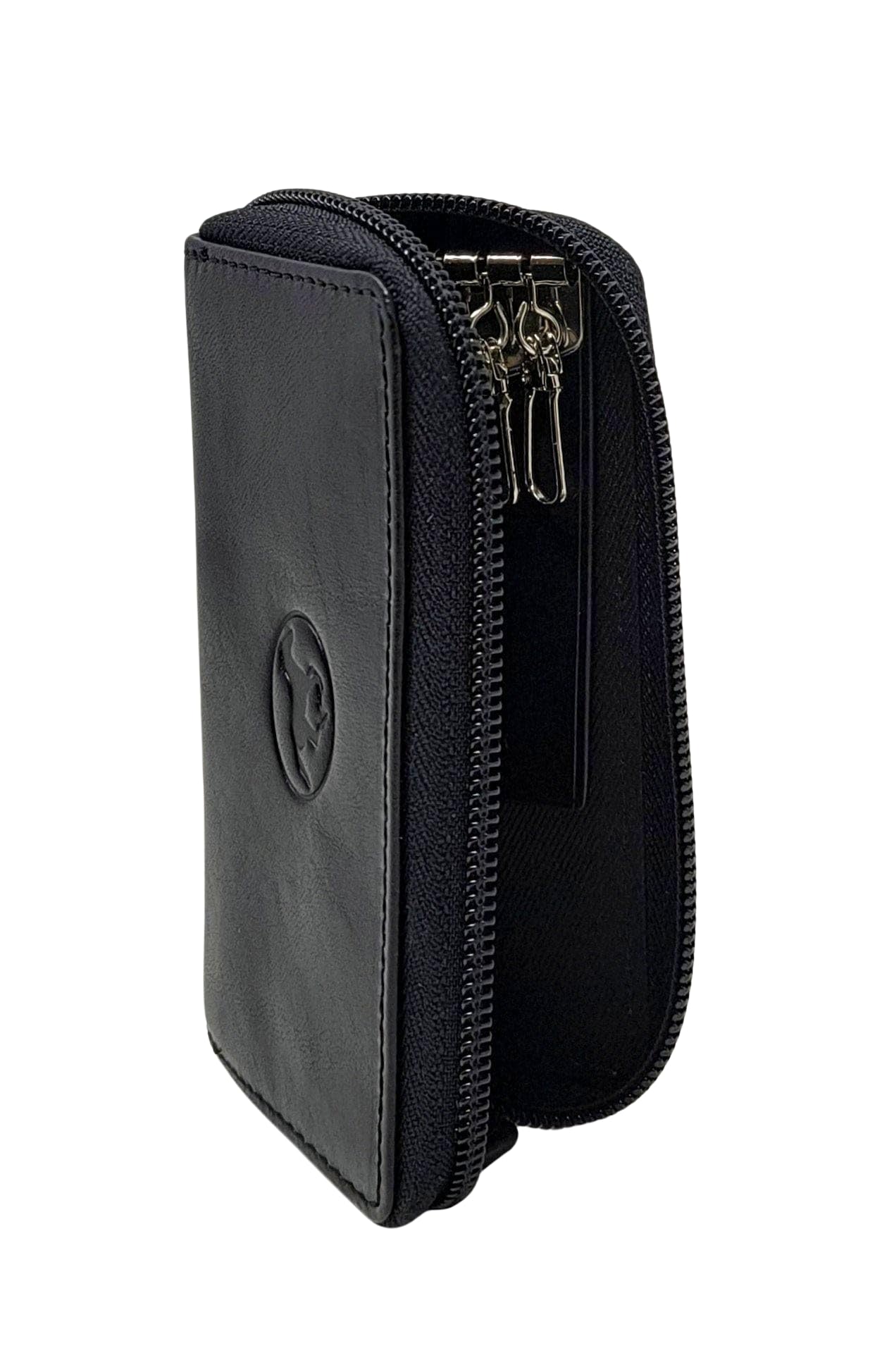 Portachiavi Pelle 6 Ganci Tascabile in Vera Pelle - Custodia Borsellino per Chiavi - Chiusura con Cerniera - Uomo e Donna Made in Italy