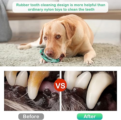 Miniatura 5 de Paquete de 2 juguetes chirriantes para perros masticadores agresivos, grandes, medianos y pequeños, juguete interactivo para masticar perros de goma