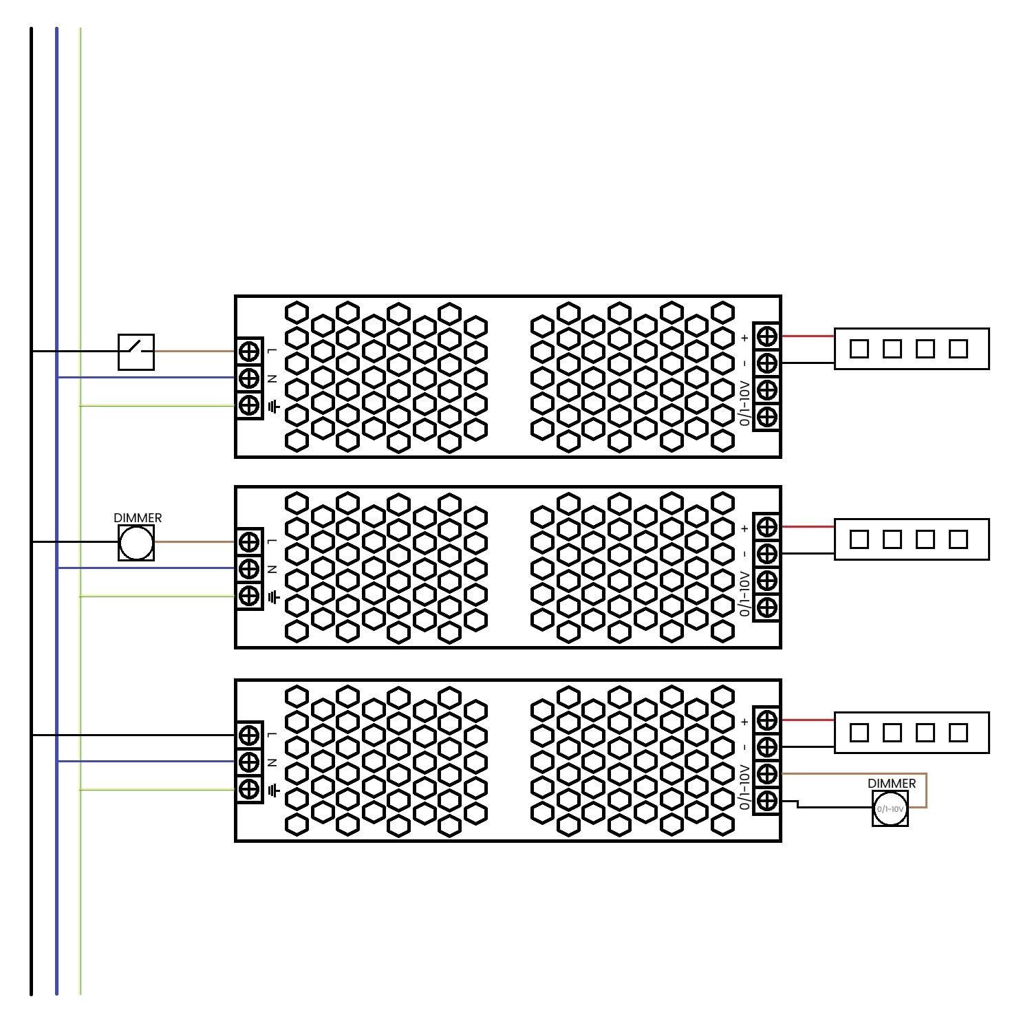 LEDKIA Fuente de Alimentación Regulable Triac y 0-10V 24V DC 300 W | Control de Intensidad Dual | Ideal para Tiras LED y Sistemas de Iluminación Interior | Compacta y Segura