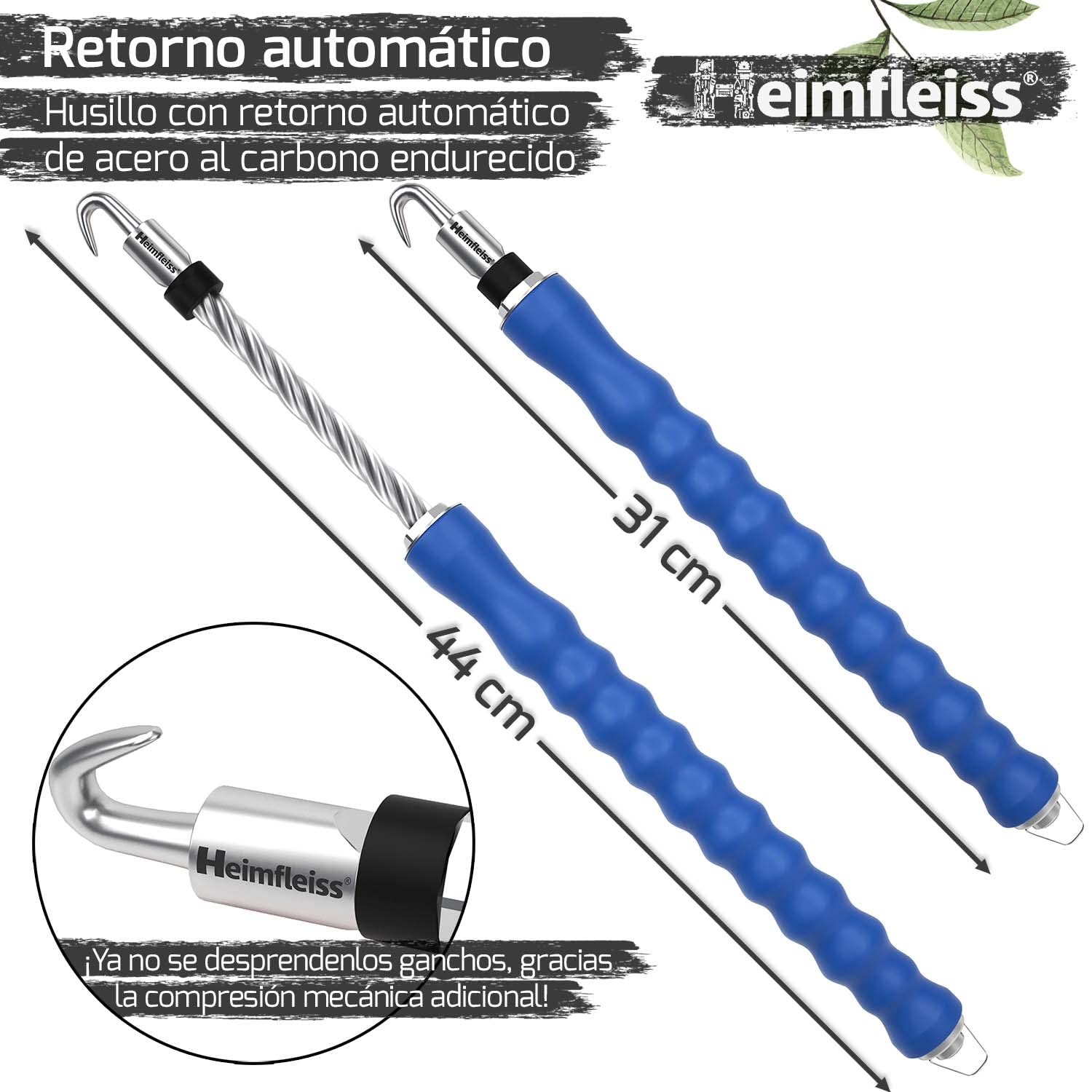 Heimfleiss® Atadora alambre con retorno aut. 310mm - Trenzador alambre universal con husillo de acero al carbono - Amarrador de alambre para alambre de atado, alambre de torsión y alambre de unión