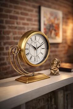 Masa Saati Metal Gold - Sessiz Akar Mekanizma Modern Ofis Salon Mutfak Saati Dekoratif -Ferro Gold