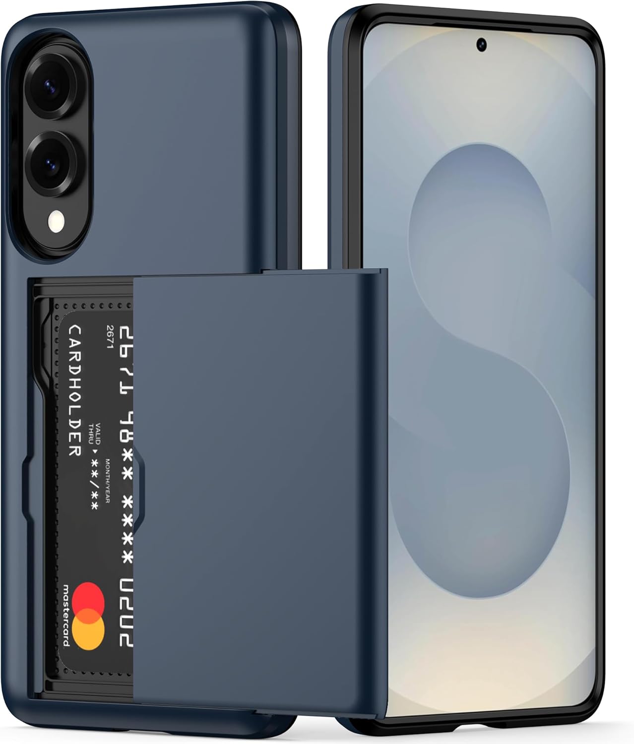 nvollnoe for samsung galaxy s25 edge case with card holder dual layer heavy duty protective case hidden card slot slim wallet cover for samsung s25 edge 6.7''(blue) for samsung s25 edge-6.7" blue