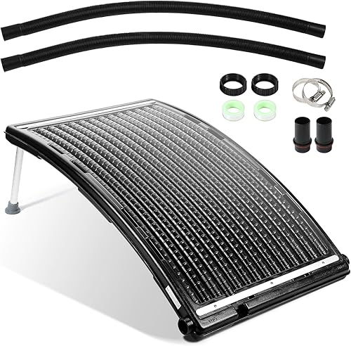 Calentador solar de piscina Curve, hecho para piscinas sobre el suelo y en el suelo, equipo mejorado para calentar piscinas incluye 2 adaptadores, 2