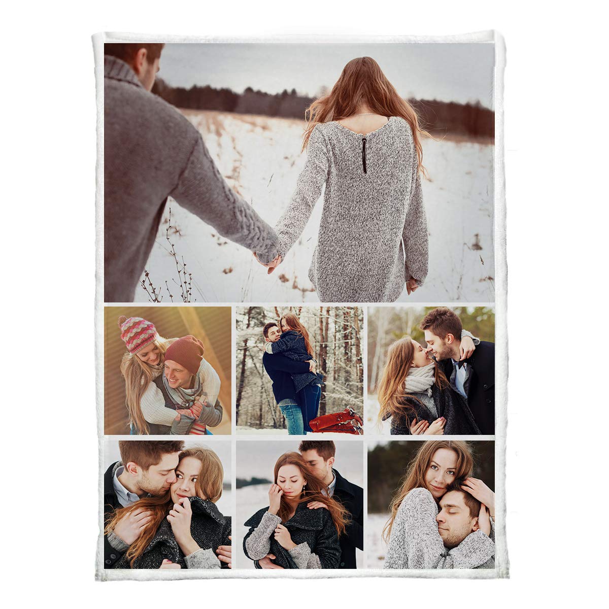 Custom Thick Blankets and Throws Personalized Picture Blanket STYLETiFY Single Sided Photo Collages Customized Printing Flannel Blanket as Xmas Gift for Mom,Kids,Dogs or Pet(7 photos Collage, 50
