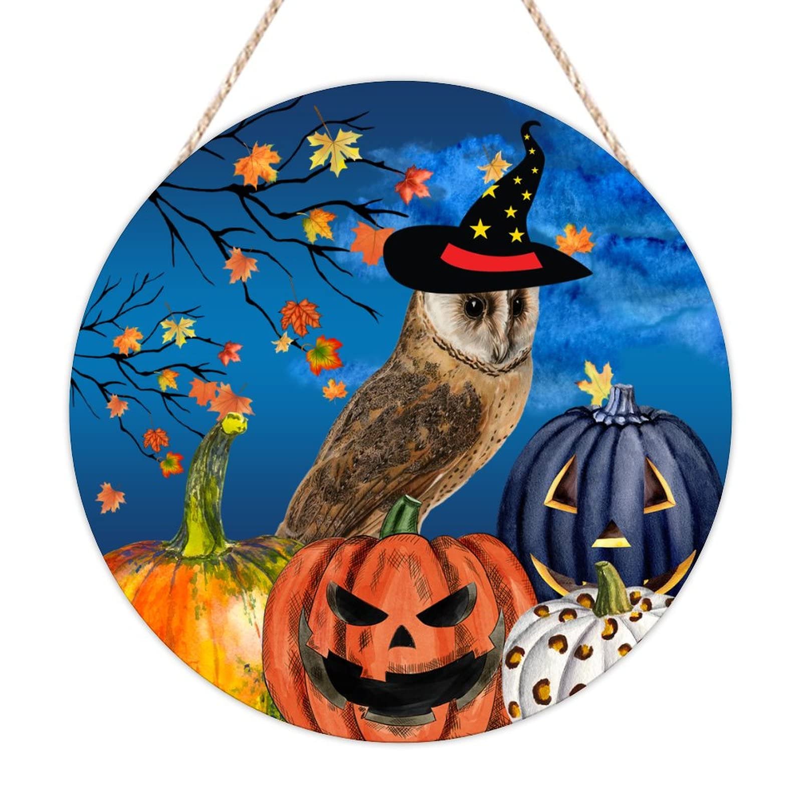 Panneau bienvenue Halloween en bois pour une déco de salon cosy