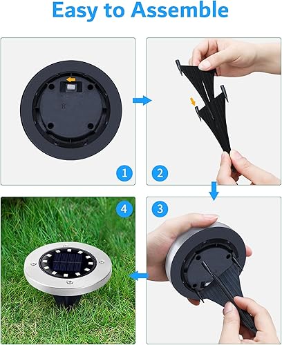 Miniatura 7 de Biling Luces solares de suelo para exteriores, 8 paquetes, 12 luces solares brillantes para exteriores, impermeables, luces planas de paisaje