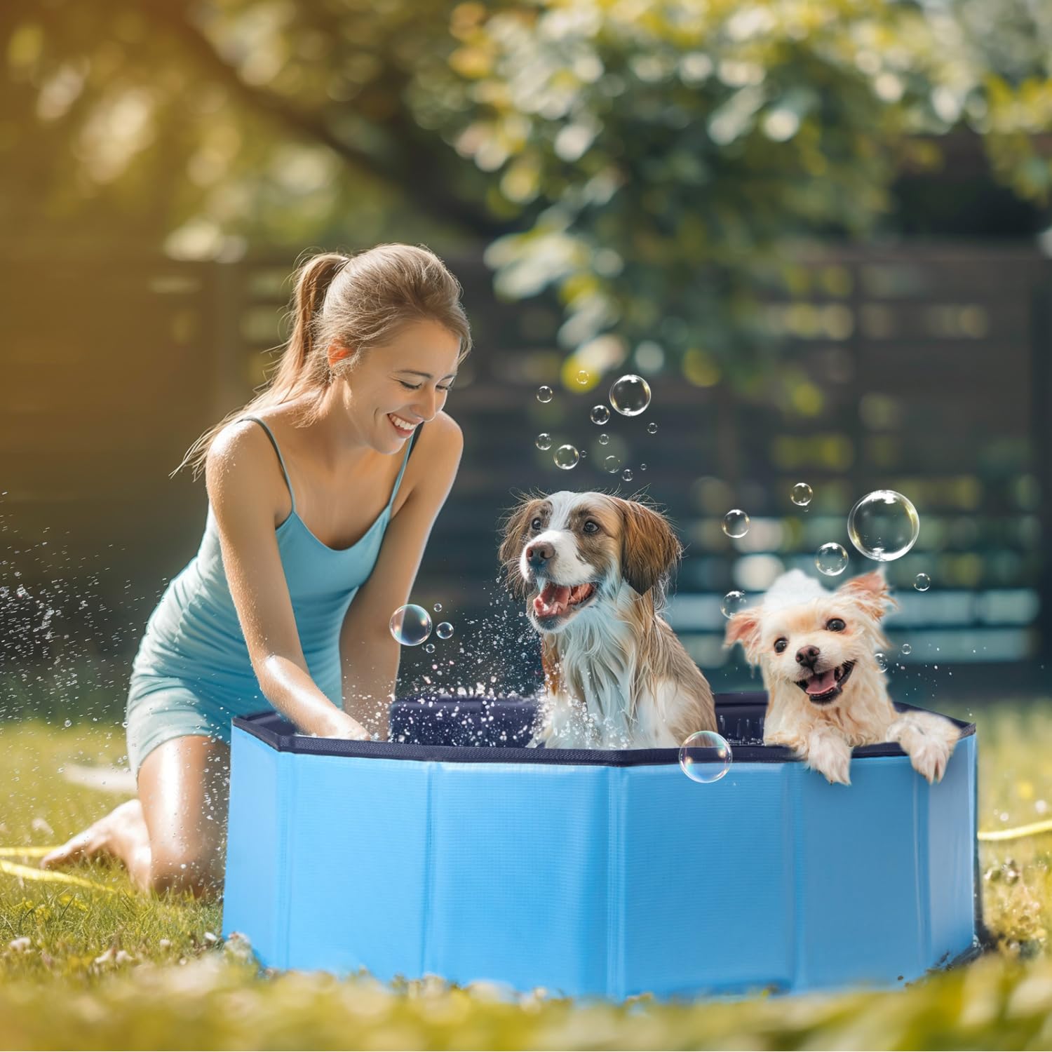 Nobleza Piscina per Cani Grandi e Piccoli, Piscina Pieghevole, Vasca da Bagno Rigida per Cani e Gatti, 180 * 30cm, XL, Blu