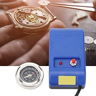 High Efficiency Blue 110V‑220V Durable Demagnetizer Electrical Demagnetizer Tools + Compass Set for Watch Repair Degausse...