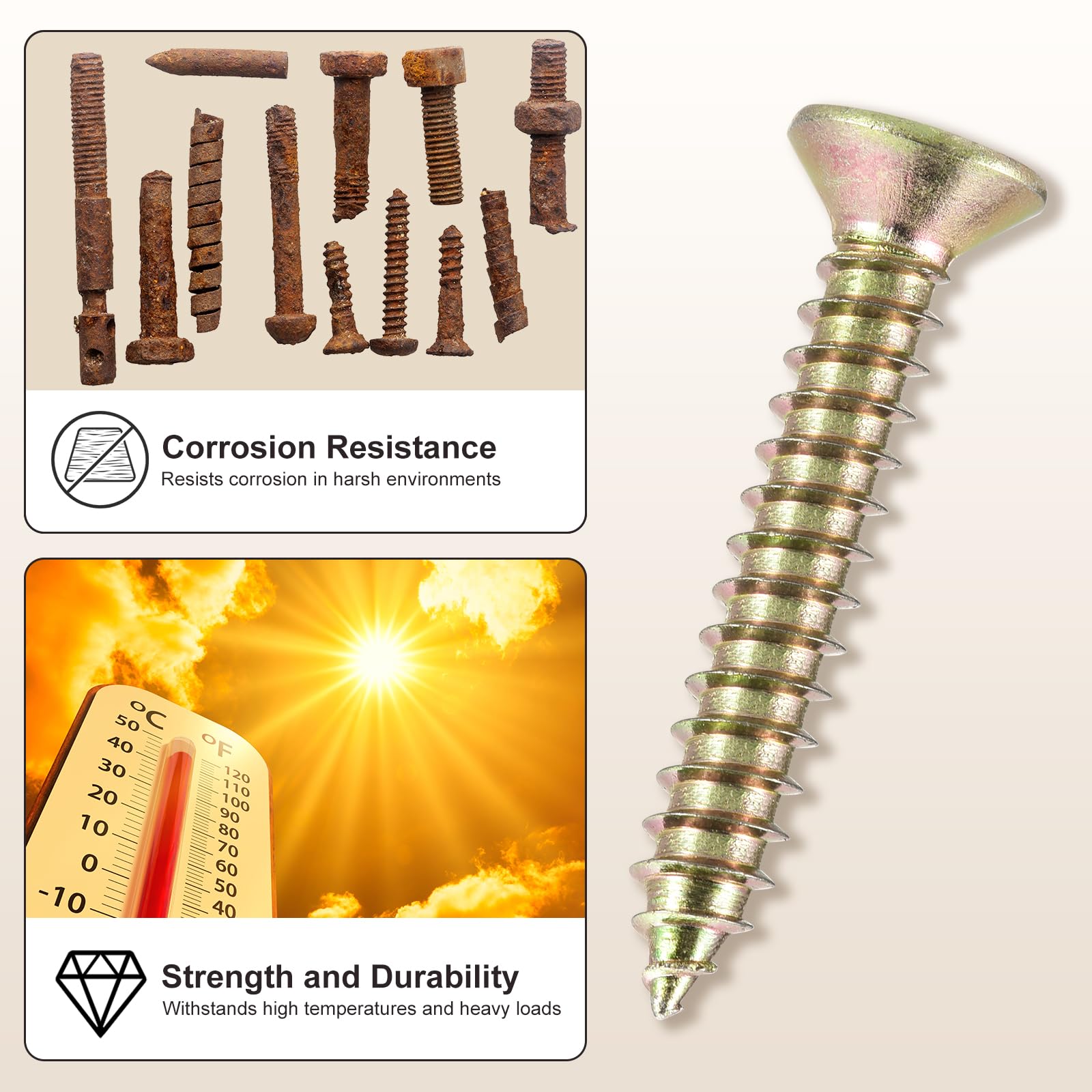METALLIXITY Countersunk Phillips Wood Screws (#7x3/4") 100Pcs - Image 4