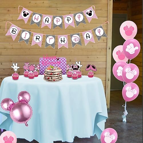 Miniatura 6 de Suministros para fiesta de cumpleaños de 3 años de Minnie 3 años, decoraciones de fiesta de cumpleaños de Minnie 3er cumpleaños, decoración de