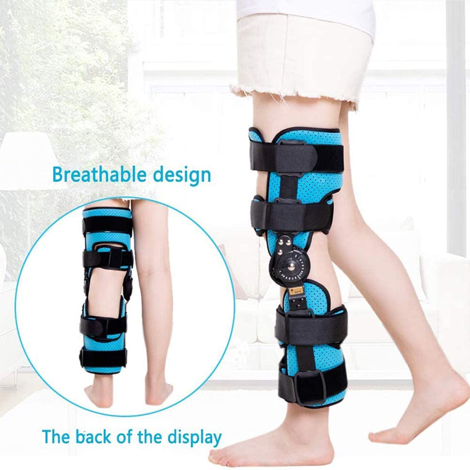 ROM con bisagras Post Op Rodillera Ortesis Inmovilizador Protector de Guardia ortopédico Inmovilizador Brace Soporte de Rodilla para Fractura de Pierna Tamaño Universal