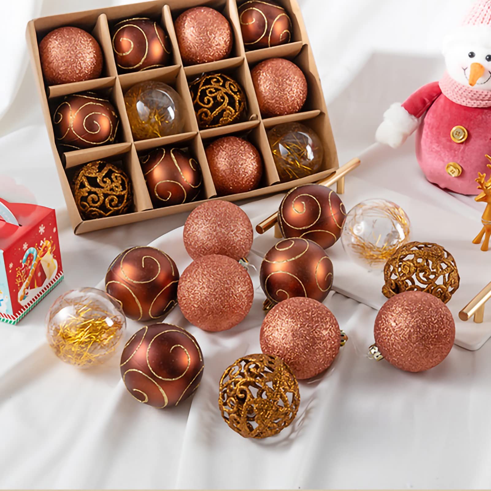 Palline di Natale 12pcs Palle di Natale Ornamenti Shatterproof Decorazioni Natalizie Appeso Palla d'attaccatura for Vacanze Decorazione for Feste Nozze, 60mm / 2.36" Decorazioni(B)