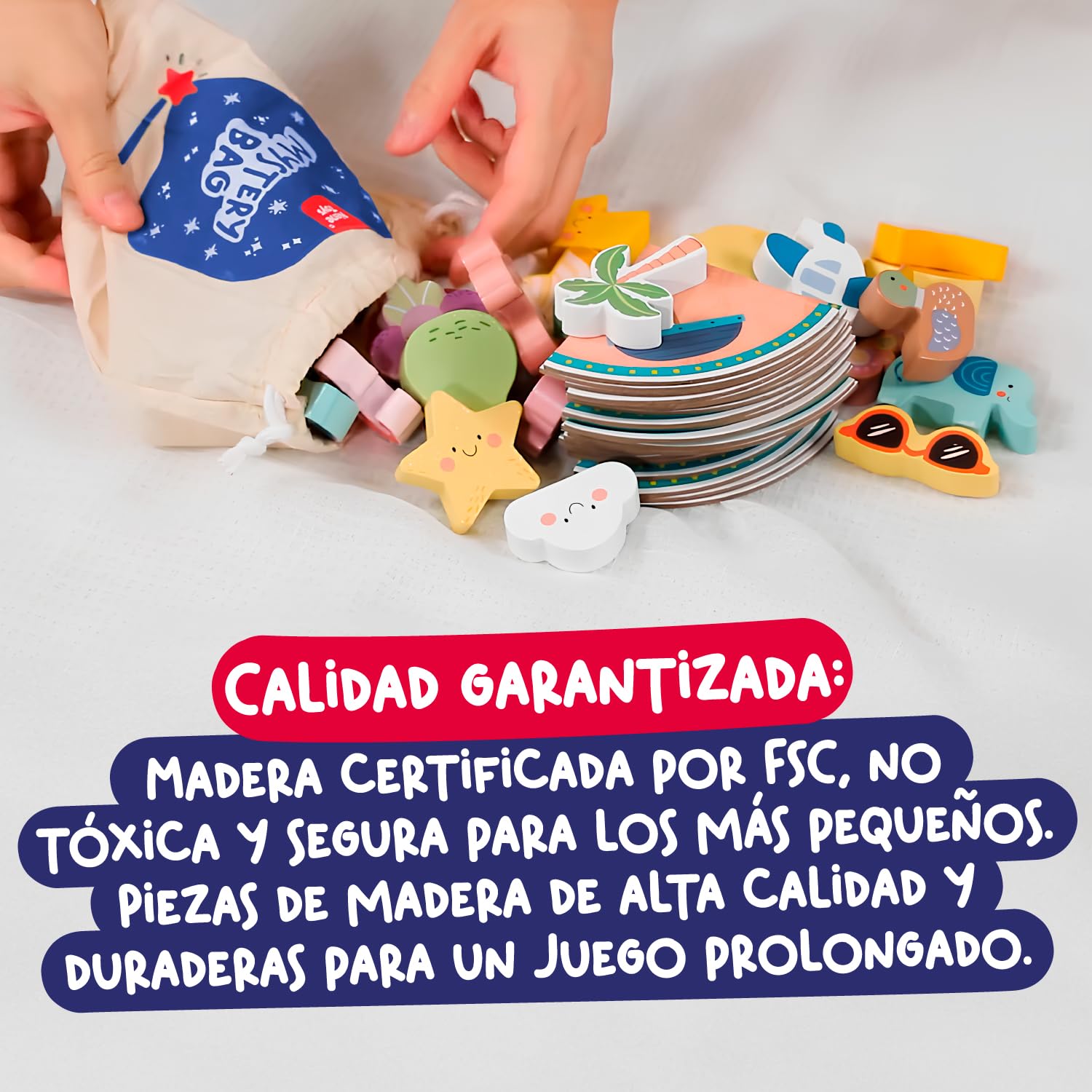 Nene Toys Juego Bingo Táctil - Juego Sensorial de Estimulación Táctil y Motricidad Fina para Niños 3+ Años - Juego de Mesa Familiar Niños Niñas 3 4 5 años - Juguete de Madera Toca y Encuentra