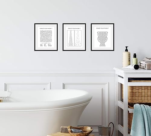 Miniatura 7 de HAUS AND HUES Paquete de letreros divertidos para baño y olvidó tu teléfono, juego de decoración humorística para baño, colección de arte de pared
