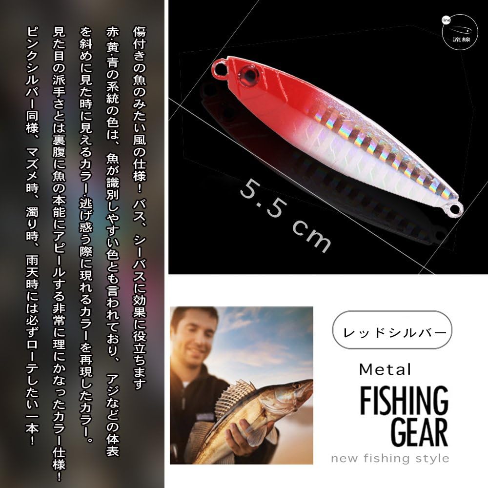 Amazon メタルジグ ジギング アシストフック5本付き ショート ２０ｇ ケース付き Carry ルアー