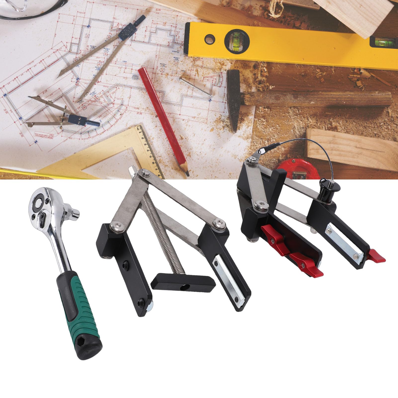 Kadimendium Morsetto per Pannelli per la Lavorazione del Legno Morsetto a Pressione Versatile Regolabile a 4 Vie per Falegnameria, Confezione da 2