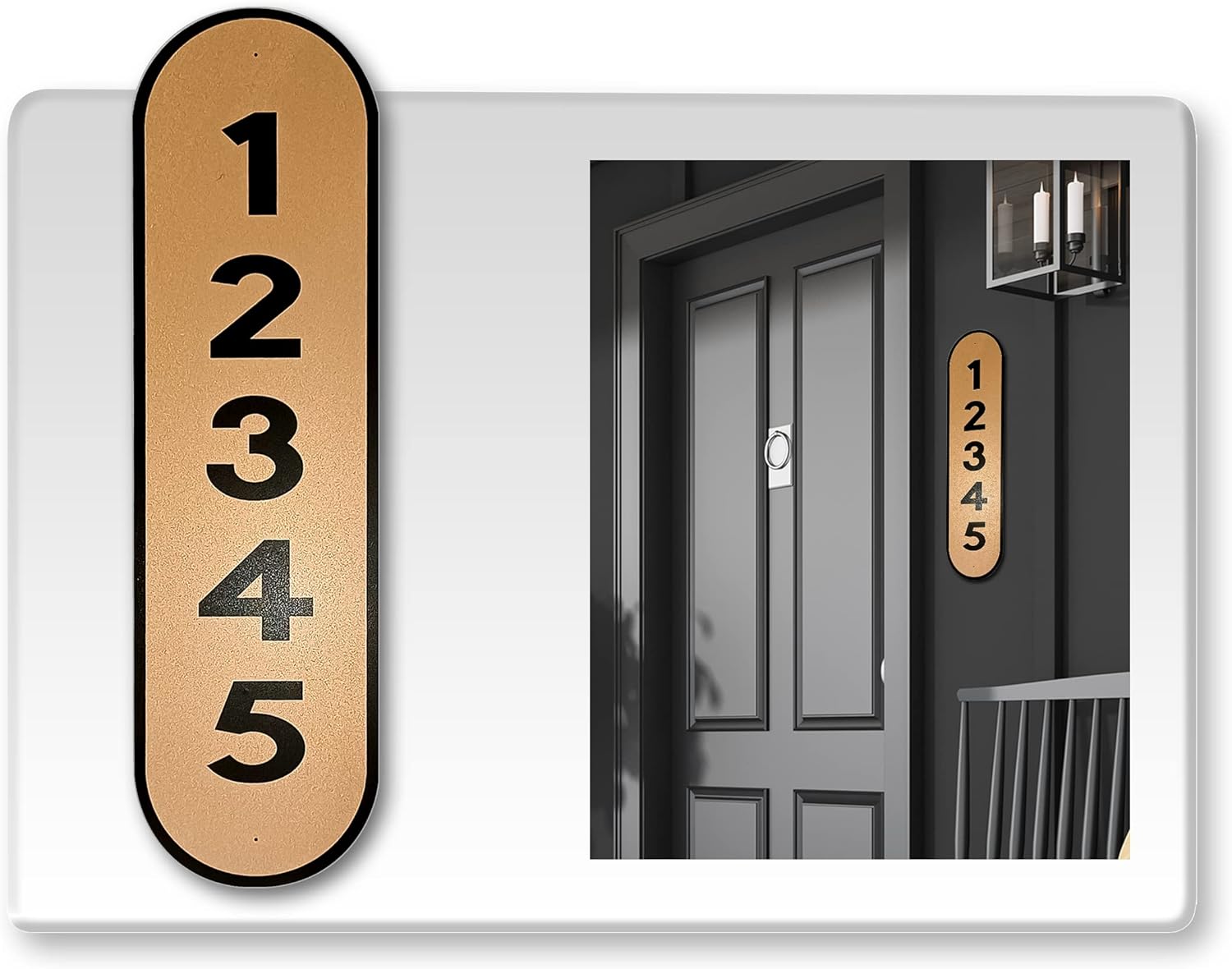 Curb-N-Sign® Reflective Vertical House Numbers for Outside, Made in USA 18'' x 5" Aluminum Composite Address Signs for Houses, UV-proof, Dust proof, Weather Resistant (American Flag)