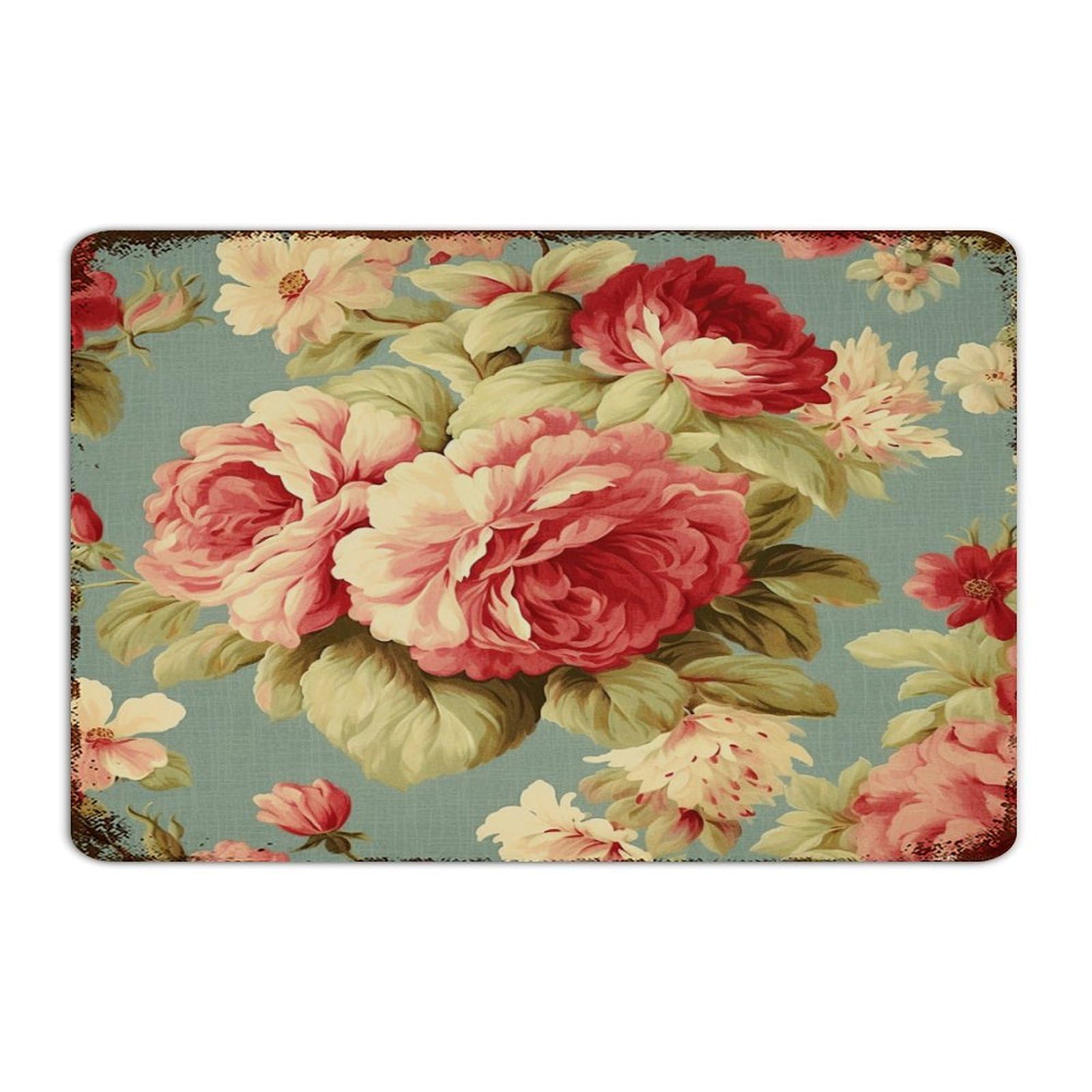 Affiche d'art fleur de pivoine en métal rétro au style chinoiserie chic