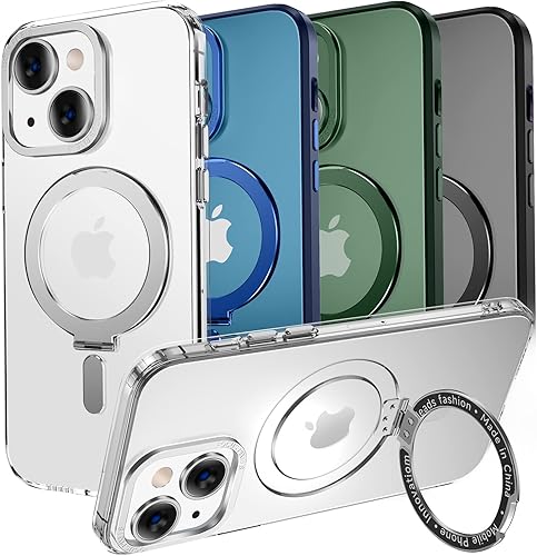 MAGIC JOHN Funda para iPhone 13iPhone 14 (6.1 pulgadas) compatible con Magsafe con soporte de metal magnético a prueba de golpes de grado militar