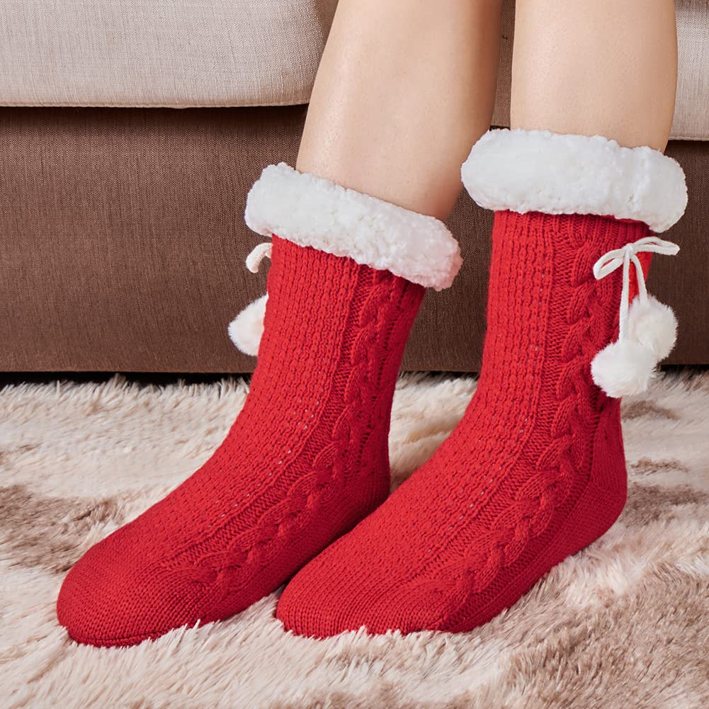 LEMZONE Calcetines de invierno para mujer, cálidos, acogedores, con forro polar, con pinzas