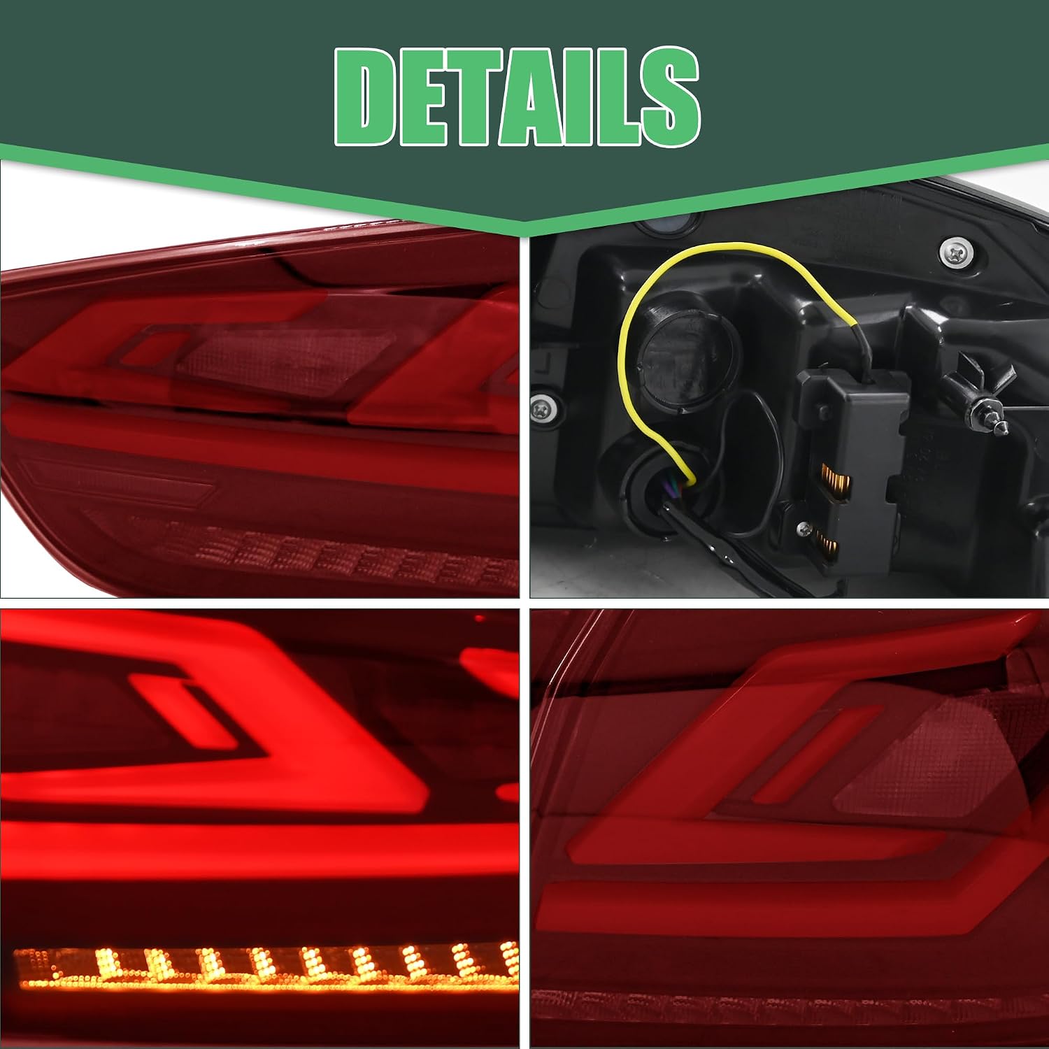 letsdate Tail Lights Compatible with Lancer EVO X 9th Gen 2008-2020(Not Fit SPORTBACKS/FORTIS/IO) w/Start-up Animation w/Sequential Turn Signal, Red