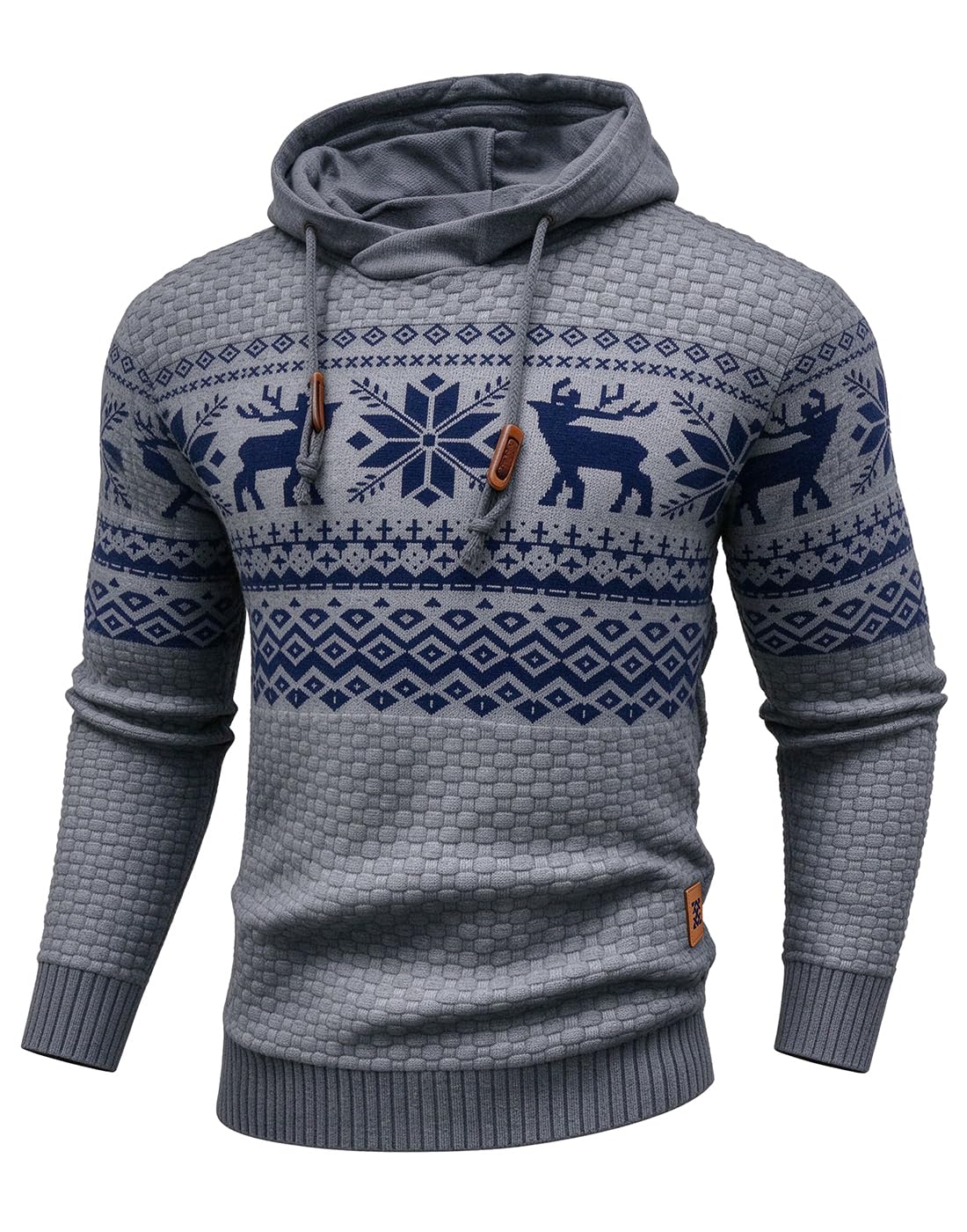Zaitun Mens Hooded Sweatshirt Long Sleeve Knitted Pullover Sweater