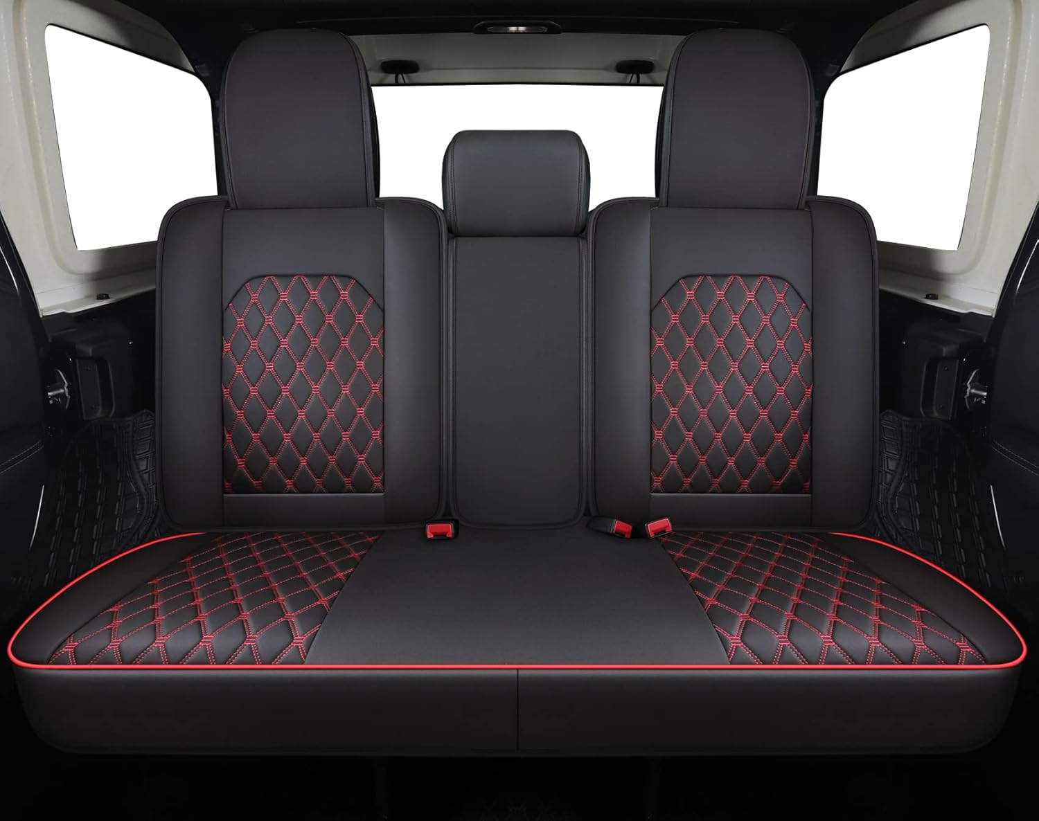 Aierxuan Jeep Wrangler JK JL 4-Door Back Seat Covers Custom Fit 2007-2026 Unlimited Rubicon 392 Sahara Willys Sport High Altitude 4X4 Truck Pickup Waterproof Leather (Rear Seat/Black1)