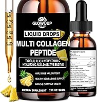 Vista 1 de Gotas líquidas de péptidos de colágeno múltiple para mujeres y hombres - Tipo I, II, III, V, X Péptidos de colágeno hidrolizado, proteínas