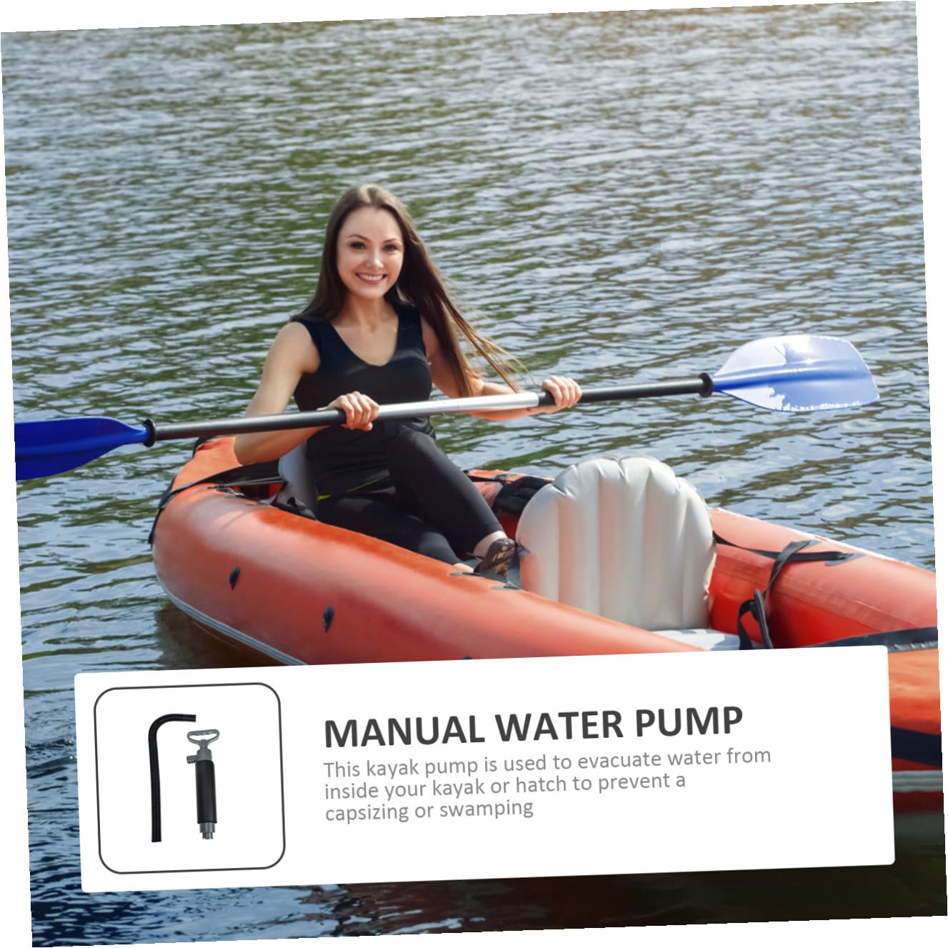 Manuelle Wasserpumpe für Kajak, 1 Satz, Kunststoff, Handlich | Kajakzubehör für Handbetrieb, zum Abpumpen von Wasser, Kompakt Verstaubar, Eva Elemente