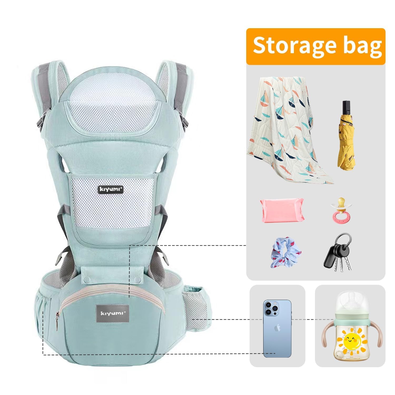 Suptikes Ergonomic Baby Carrier with Hip Seat – 6‑in‑1 Convertible Carrier for Infants & Toddlers (0‑36 Months), Breathable Mesh, Adjustable Straps, Multiple Carrying Positions – Blue 1