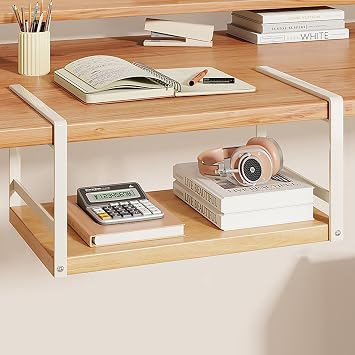 Desktop shelves & office shelves, Desk Shelf for Top of Desk Riser Display Stand for Office Decor, Desk Organizer Shelf, Wooden Desktop Organizer, hutch for desk, Kitchen Counter DisplayWhite