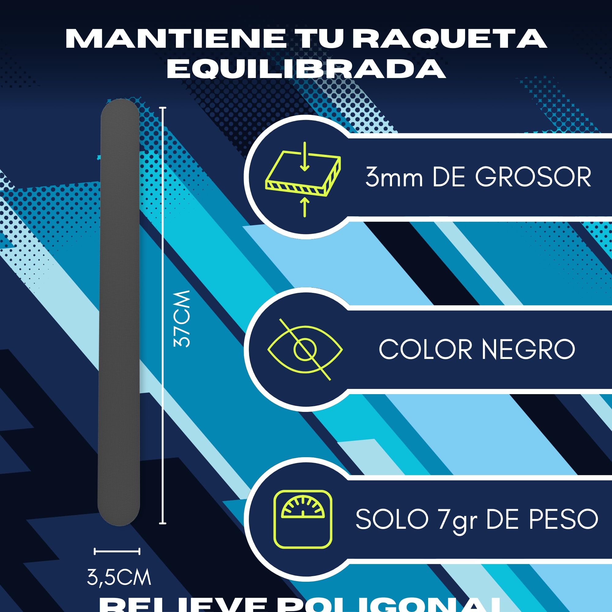 Pack Protectores Negro para Pala de Pádel Rugoso - Cinta Protectora para Pala de Pádel Multigranulada – Protector para Pala de Pádel de Silicona Negra. Color Negro