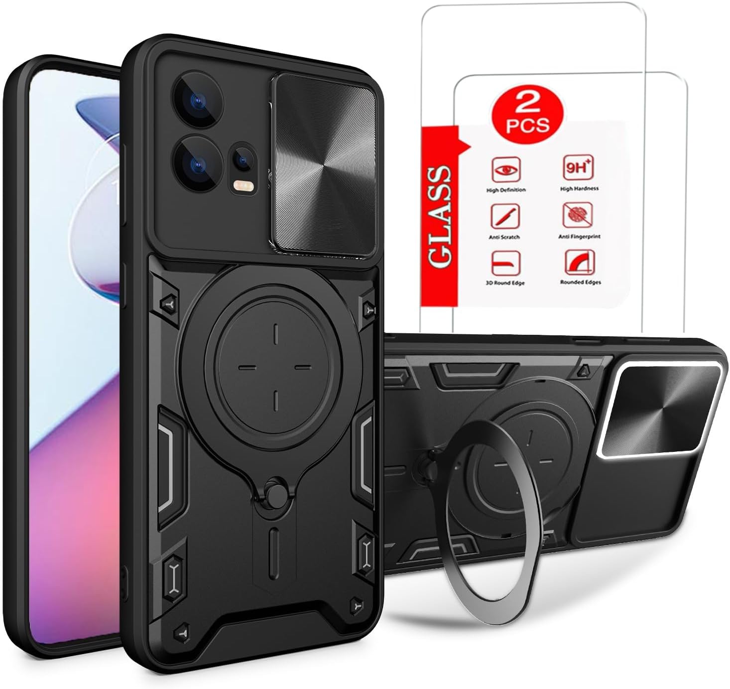 Funda Antigolpe Con Anillo 360 Para Motorola Edge 50 Fusion Negro | Envío Gratis