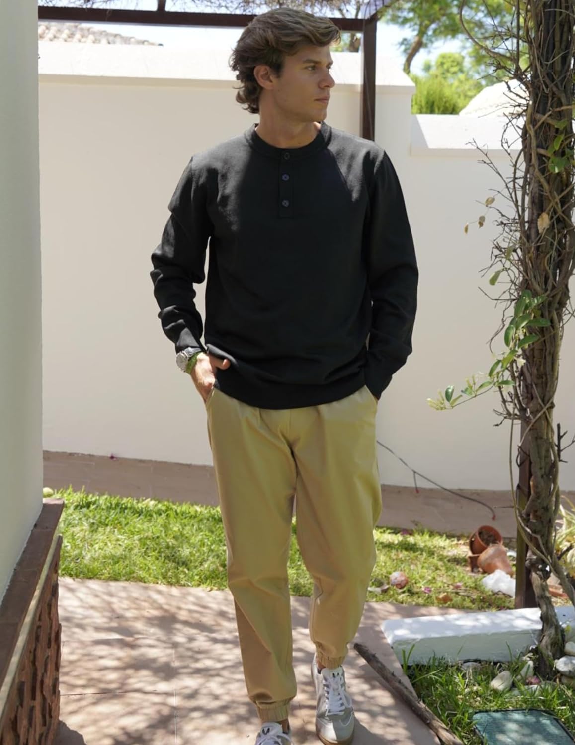 COOFANDY Mens Henley Sweater Long Sleeve Quarter Button Sweaters Casual Knit Pullover Sweater - Image 4